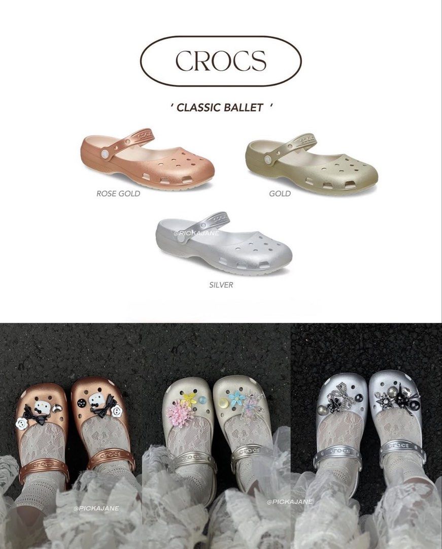 Crocs Classic Ballet (Category: Flats & Sandals) located in Angeles City. Submitted by btsvtreasures (Listing ID 1434113324, Image 2). Description: Crocs Classic Ballet for Pre-order ₱850 only Available Colors: Rose gold, Gold, Silver Sizes: W5-W9 Eta: June.
