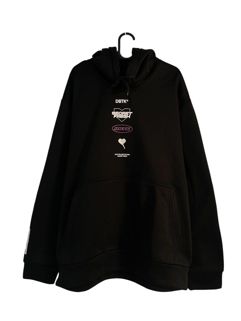 DBTK X Secret Fresh Hoodie (Category: Hoodies) located in Manila. Submitted by commonselection (Listing ID 1434088256, Image 1). Description: DBTK x Secret Fresh Black Size: XL 29 x25 With minimal lints No crack prints Rfs: Decluttering.