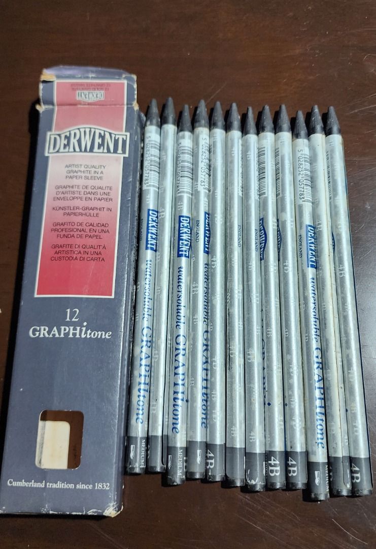 Derwent Water Soluble Graphitone 4B 12pcs (Category: Craft Supplies & Tools) located in Baguio. Submitted by coffeesilvershadow_28 (Listing ID 1434018065, Image 1). Description: - From padala box, ngarag lang box po as seen in the picture- pero still in good condition. Buy as is tayo dito - 12 pieces, made in Great Britain. - Baguio City dropping - Jnt shipping- payment first plus sf before shipping.