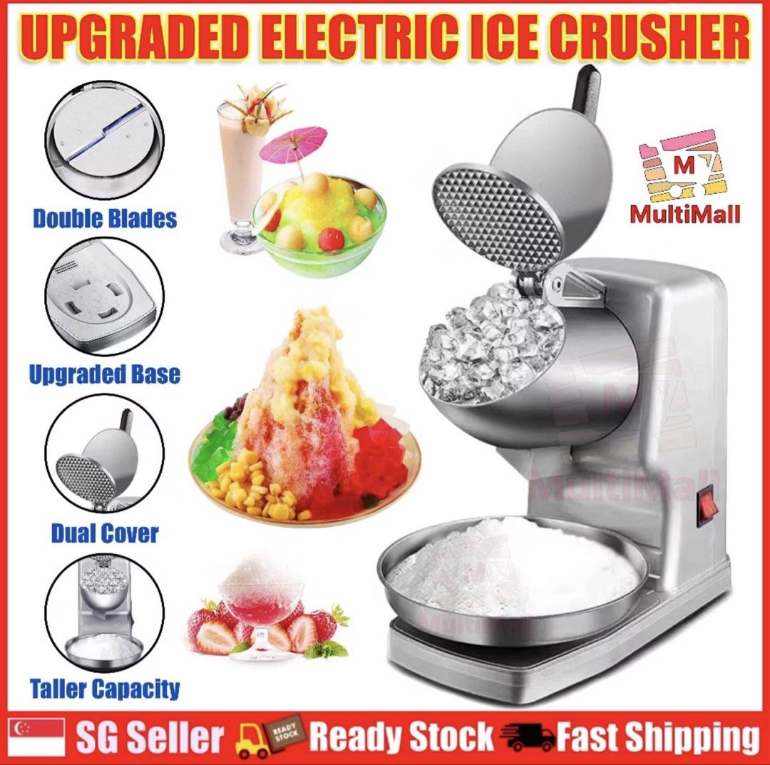 Electric Ice Crusher - Red (Category: Other Kitchen Appliances) located in Singapore. Submitted by terence39 (Listing ID 1434088769, Image 3). Description: Brand new electric ice crusher, perfect for making shaved ice desserts. Features double blades, an upgraded base, and a safety switch. Comes with a diversion system and a stainless steel bowl. Ready stock and fast shipping available..