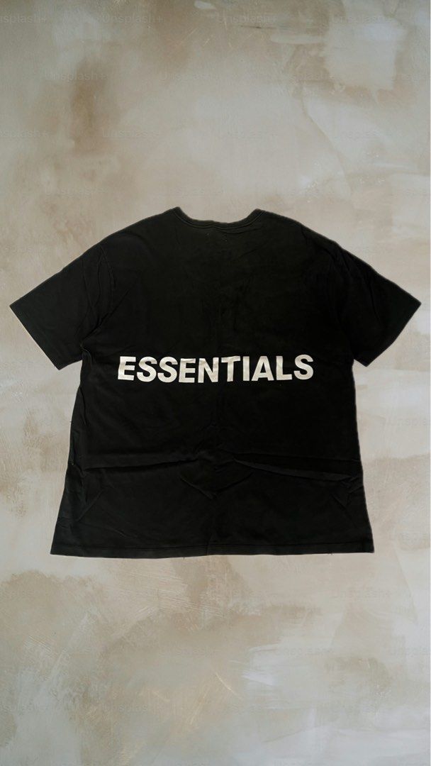 Essentials x Fear of God T-shirt (Category: Tshirts & Polo Shirts ) located in Manila. Submitted by susheen (Listing ID 1434122271, Image 1). Description: Essentials x Fear of God T-shirt Off/legit Width: 25 Length: 32 Color rate: 8.5/10 Issue: minor cracks prints, storage stains, needs wash .