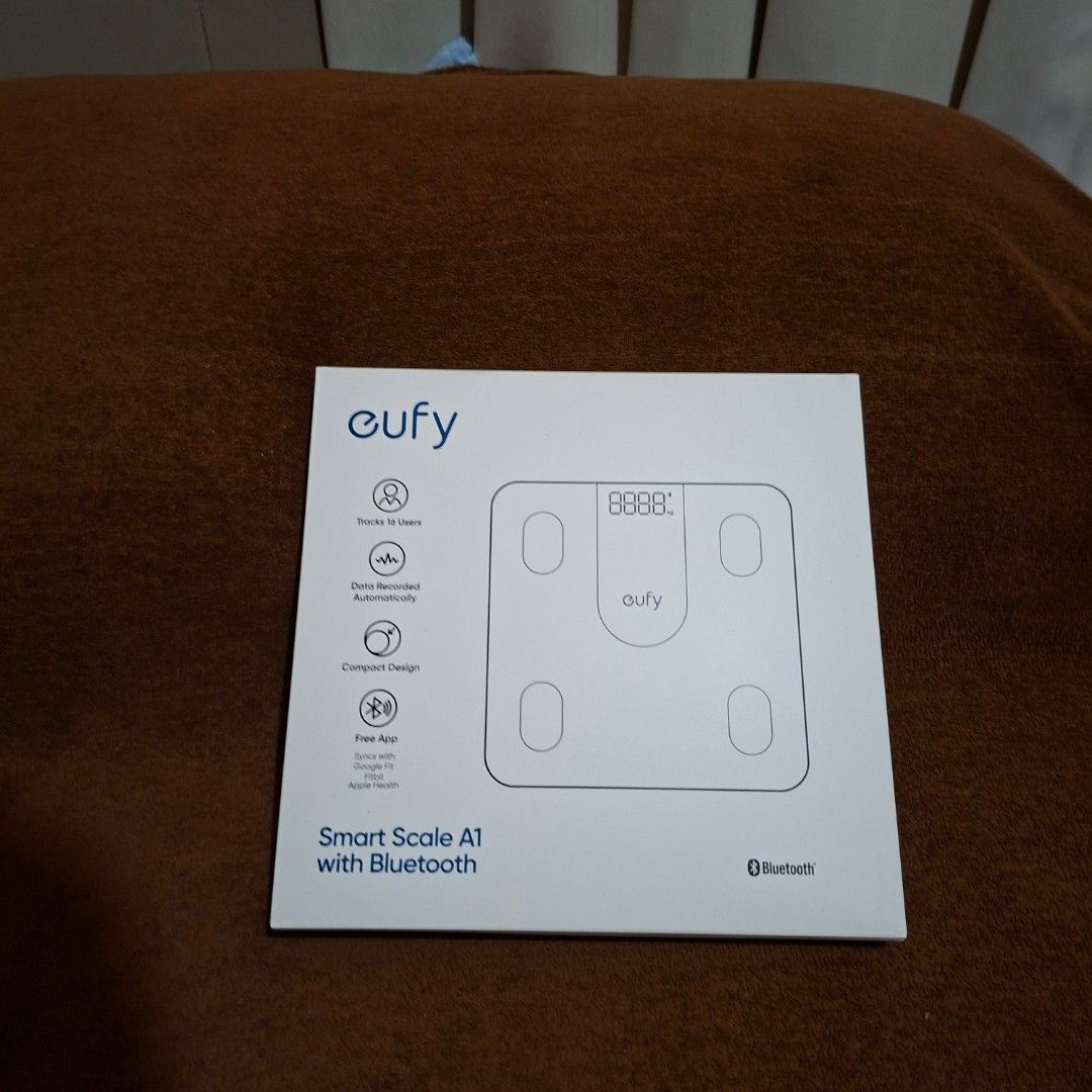 Eufy Smart Scale A1 with Bluetooth (Category: Health Monitors & Weighing Scales) located in Pasig City. Submitted by mr.bargaindeal (Listing ID 1434117965, Image 3). Description: Eufy Smart Scale A1 with Bluetooth. Features include tracking of 10+ measurements, data recorded automatically, and a compact design. It also has a free app for easy tracking. The scale is designed to be user-friendly and provide accurate readings..