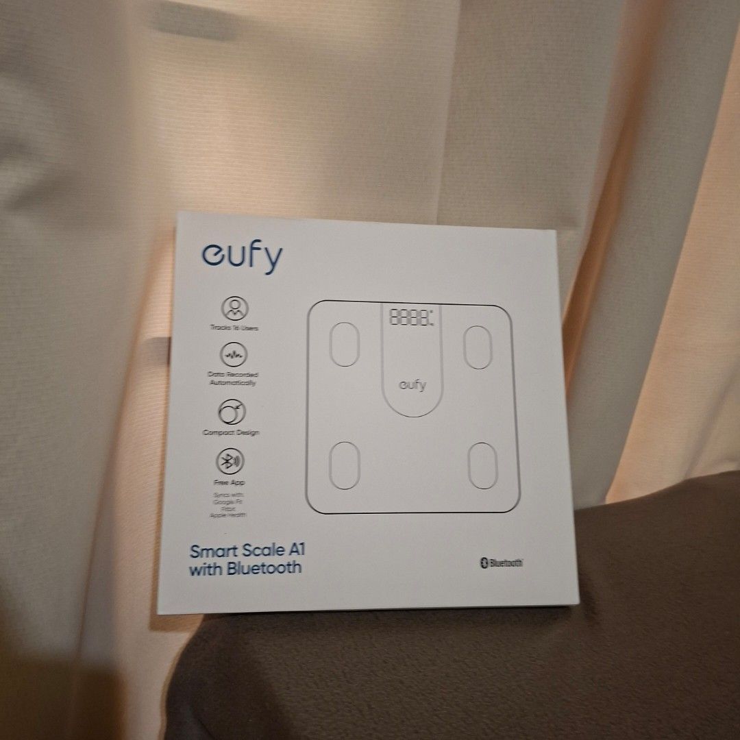 Eufy Smart Scale A1 with Bluetooth (Category: Health Monitors & Weighing Scales) located in Pasig City. Submitted by fast-ship (Listing ID 1434120608, Image 1). Description: - Eufy Smart Scale A1 with Bluetooth - Tracks 8 key measurements - Auto-recognition for multiple users - Compact and space-saving design - Free app for detailed insights - Easy to use and set up - Monitors weight and body composition - Connects via Bluetooth.
