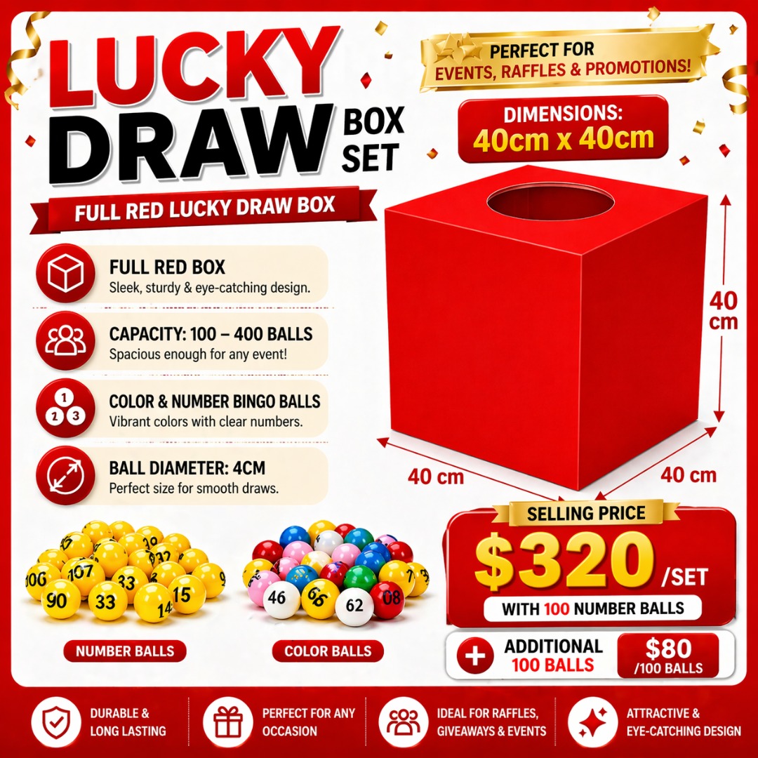 Full Red Lucky Draw Box Set (40cm x 40cm), Hobbies & Toys, Toys & Games ...