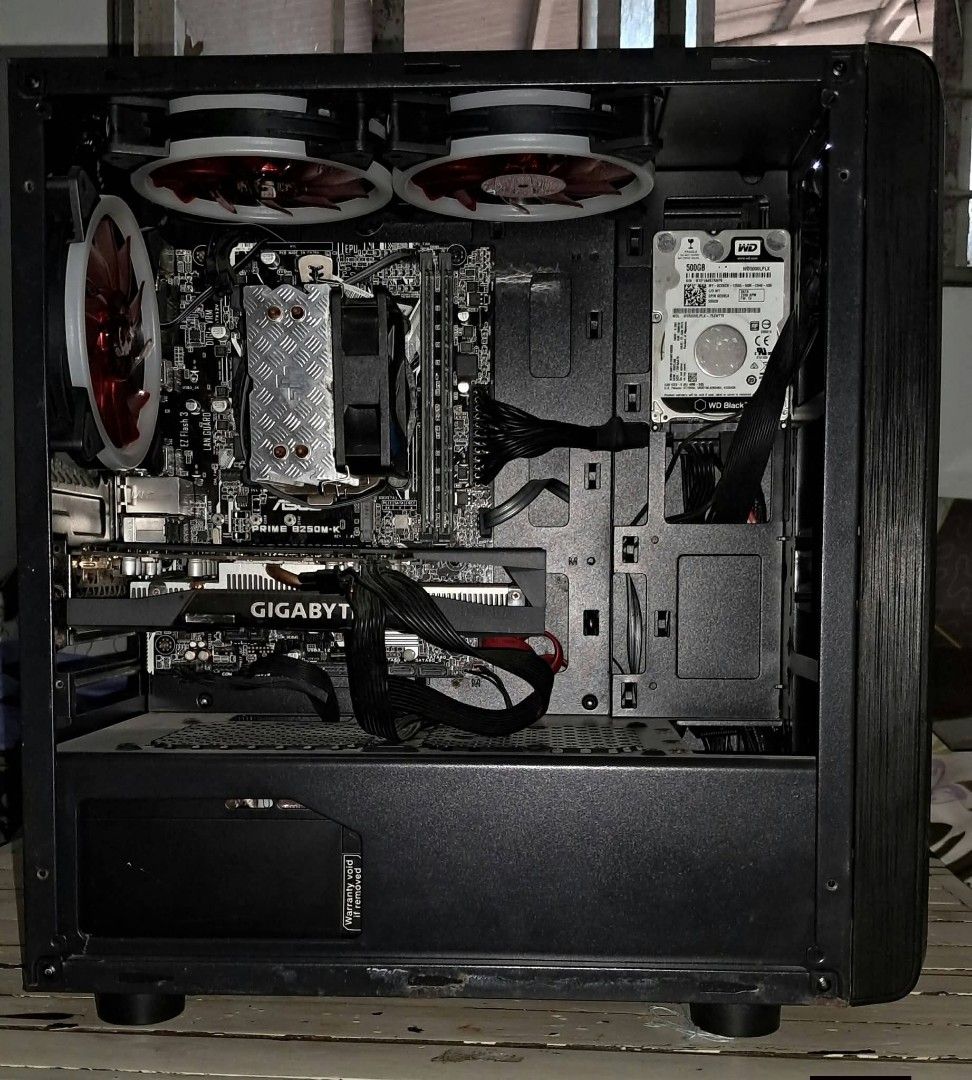 Gaming PC with Gigabyte Graphics Card (Category: Desktops) located in Pasig City. Submitted by bautistabr97795 (Listing ID 1434053019, Image 2). Description: Entry-level System Unit For Sale: 12K Intel Core i5 6th Gen 4 + 8 12 GB DDR4 Gigabyte GTX 1650 Super 4 GB GDDR6 Asus Prime B250M-K Kingston 120 GB SSD (OS) Western Digital Caviar Black 500 GB (Games and Storage) FSP Hyper K 600W Deepcool Ice Edge V2 Air Cooler Rakk Mid Tower Case with 3 Fan 