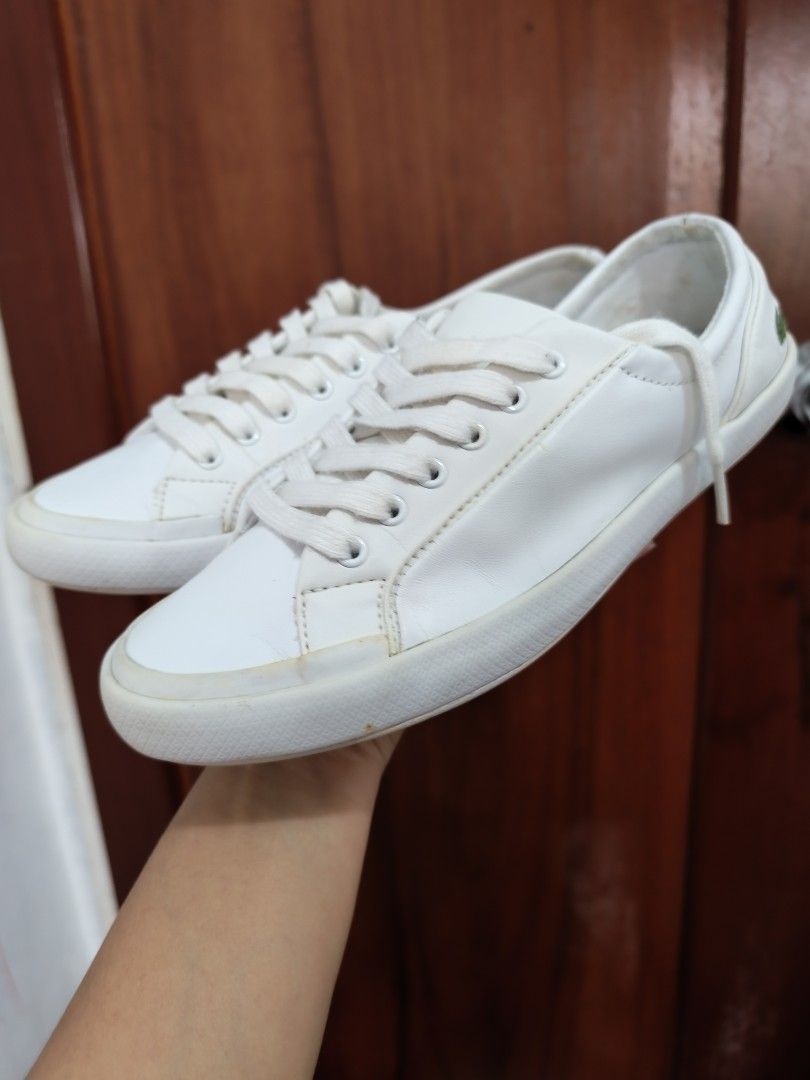 Lacoste White Sneakers - Size 37 (Category: Sneakers) located in Batac City. Submitted by cletzdeclutter (Listing ID 1434078783, Image 2). Description: - White Lacoste L.12.12 sneakers - Size: 37 - Features Lacoste logo - White laces and sole - Made in Vietnam Refer to photos for the item's condition Please manage expectations when buying preloved items. Bawal sa maseselan/ maarte Colors may vary due to lighting Buy at your own risk No return/ ex