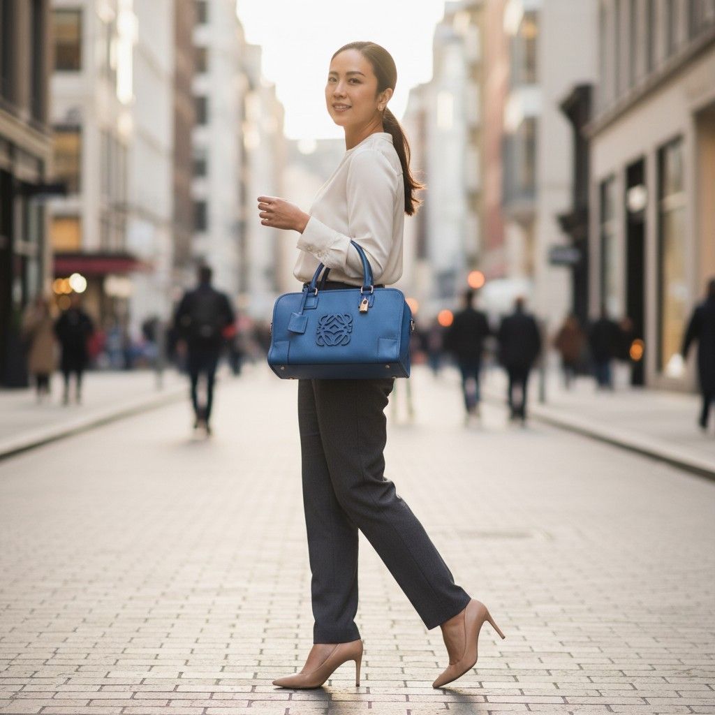 Loewe Amazona Blue Leather Handbag (Category: Luxury Bags & Wallets) located in Cavite. Submitted by appliquetrends (Listing ID 1434054427, Image 2). Description: AUTHENTIC LOEWE ALL-LEATHER AMAZONA BAG ° Made in Spain ° EEOSS You are viewing an authentic PREOWNED item, thus expect signs of usage. Item is priced based on its physical condition. Kindly manage your expectations. ° Rank: 7/10 exterior, 9/10 interior ° comes with an original Loewe Du