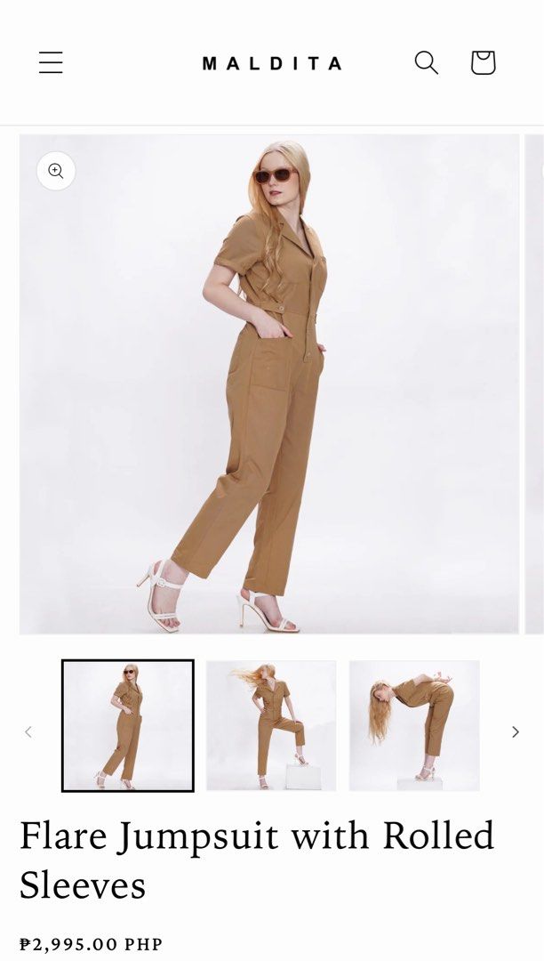 MALDITA Flare Jumpsuit (Category: Jumpsuits) located in Pasig City. Submitted by justdeclutter_777 (Listing ID 1434055097, Image 1). Description: Maldita Flare Jumpsuit Size: Medium *used once for photoshoot.
