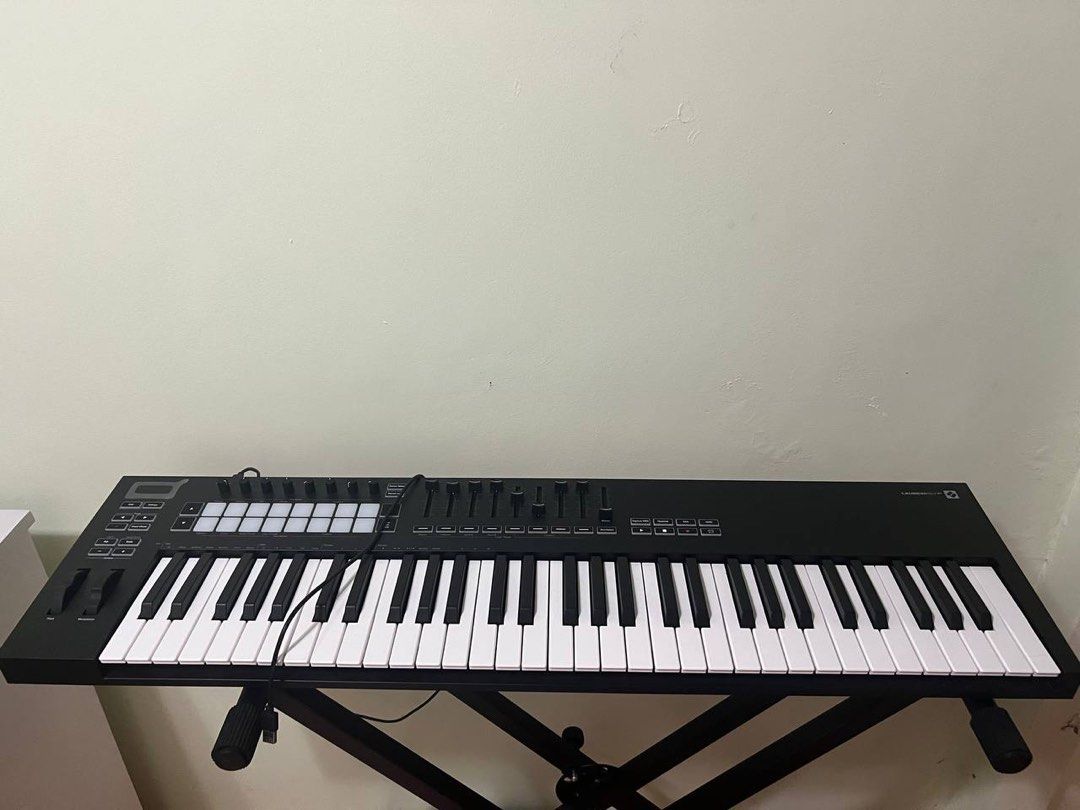 Novation Launchkey 61-Key MIDI Keyboard (Category: Musical Instruments) located in Quezon City. Submitted by nikf1014 (Listing ID 1433989189, Image 1). Description: ✨ Novation Launchkey 61 MIDI Keyboard ✨ - Rarely used (bought late 2023) - With box - 61 Velocity-sensitive keys - RGB backlit pads - Designed for Ableton Live - Includes faders, knobs, and transport controls - Comes with MIDI USB cable - Compatible with Mac or Windows PC - Includes A