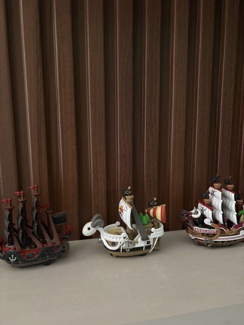 Popmart x One Piece Ships (Category: Figurines & Statues) located in Marikina City. Submitted by illumizoldyck (Listing ID 1433986555, Image 1). Description: Popmart x one piece ships for sale - going merry 700 - redforce 500 - dragon's ship 500 - 100% authentic/original (bought it in popmart blindbox) NO BOX, di ako nagtatago ng box kasi dinidisplay ko agad, walang issue or damage, thanks.