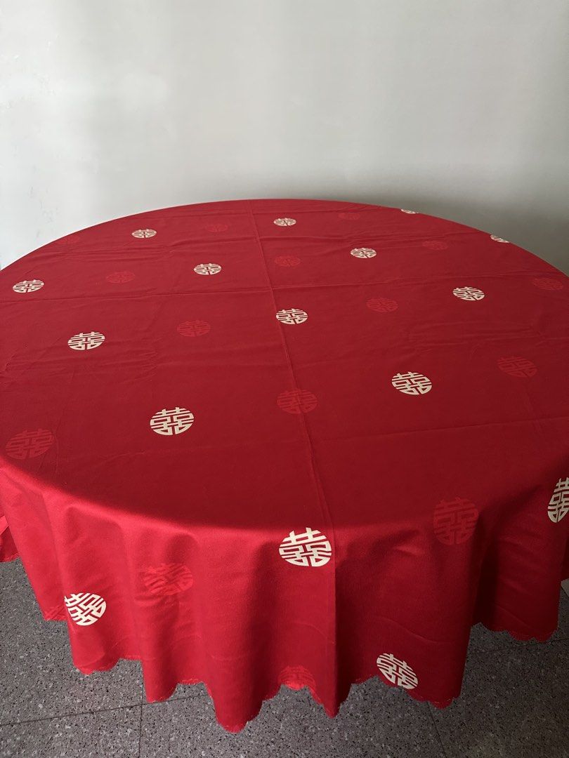 Red Chinese Double Happiness Wedding Tablecloth439509404584529921