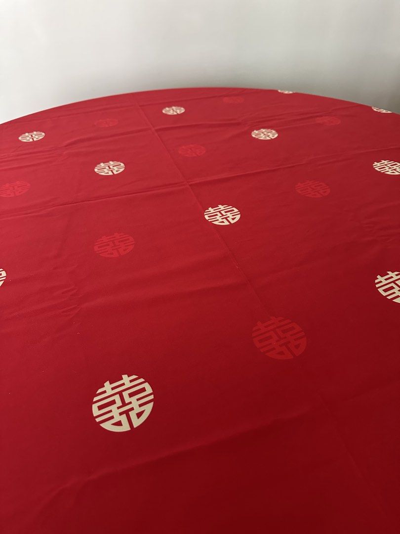 Red Chinese Double Happiness Wedding Tablecloth439509404584529923