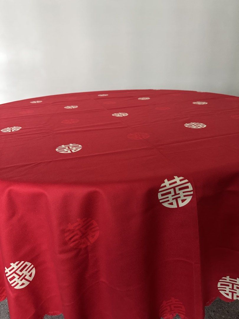 Red Chinese Double Happiness Wedding Tablecloth439509404584529922