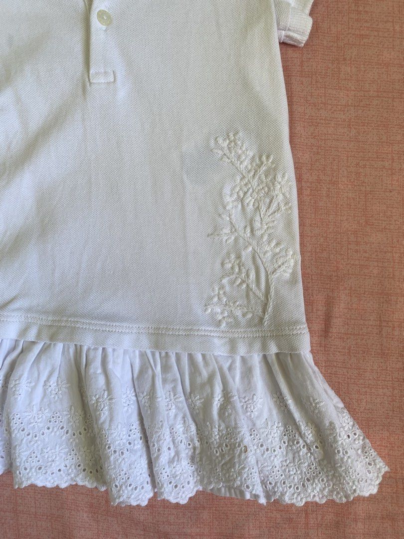 RL White Dress with Embroidery (Category: Babies & Kids Fashion) located in Palo. Submitted by armc07 (Listing ID 1433997379, Image 3). Description: - Ralph Lauren white dress with floral embroidery - Size: 18 months - shipping thru flash express.