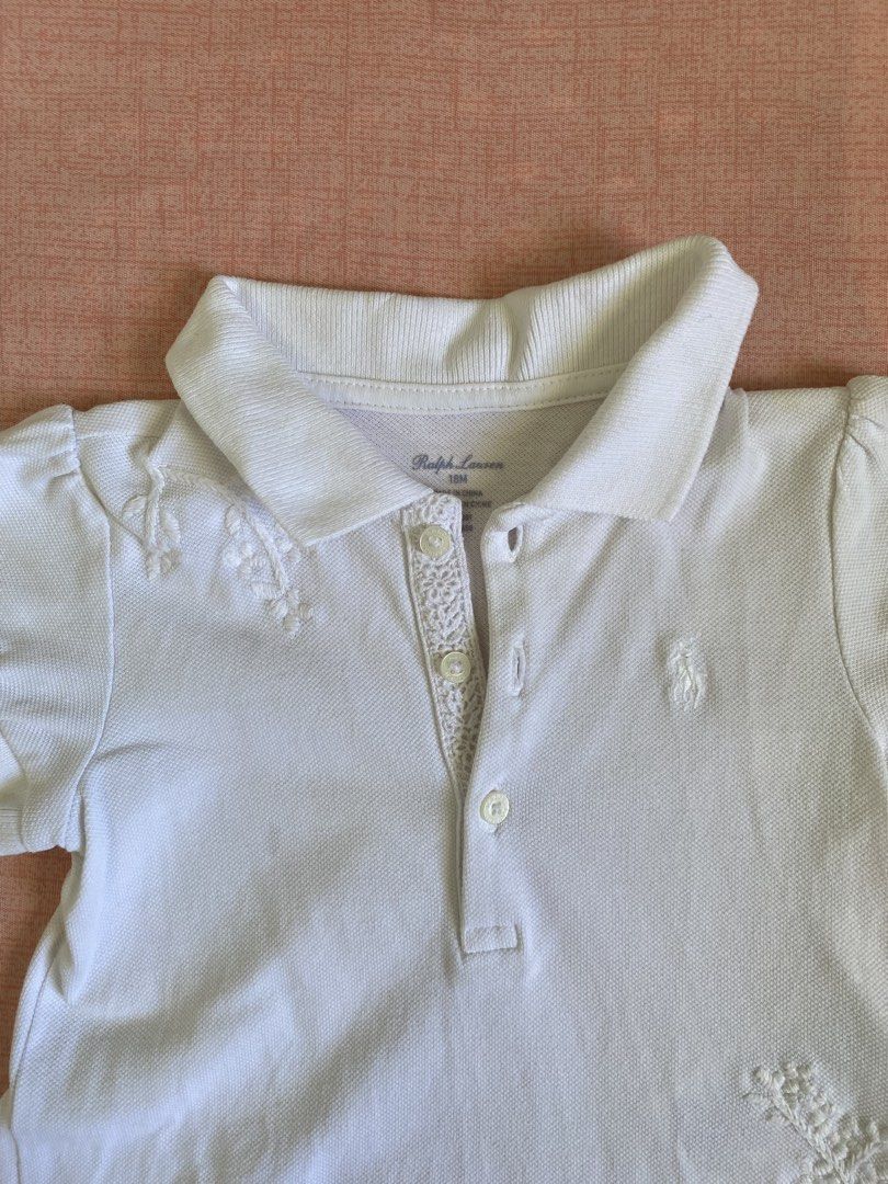 RL White Dress with Embroidery (Category: Babies & Kids Fashion) located in Palo. Submitted by armc07 (Listing ID 1433997379, Image 2). Description: - Ralph Lauren white dress with floral embroidery - Size: 18 months - shipping thru flash express.