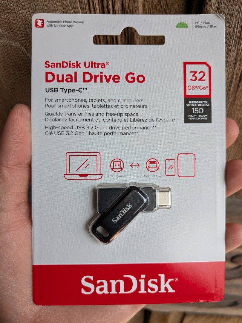 SanDisk 32GB OTG USB-C / USB-A (Category: Hard Disks & Thumbdrives) located in Quezon City. Submitted by joewack (Listing ID 1433989090, Image 1). Description: SanDisk 32GB OTG USB-C / USB-A original brand new sealed loc Project 8 QC shipping Lalamove Grab LBC cod/gcash/maya.