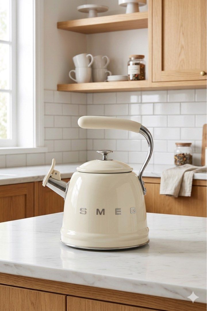 SMEG Whistling Kettle (Category: Kettles & Airpots) located in Santa Rosa. Submitted by hajieru (Listing ID 1434030409, Image 2). Description: ☕ SMEG Whistling Kettle 2.3L – Beige/Cream Bring a touch of timeless elegance to your kitchen with the SMEG Whistling Kettle 2.3L in Beige/Cream — where aesthetic design meets reliable everyday performance. ✨ Crafted with SMEG’s signature retro-inspired style, this kettle is not just a kitchen tool, but a 