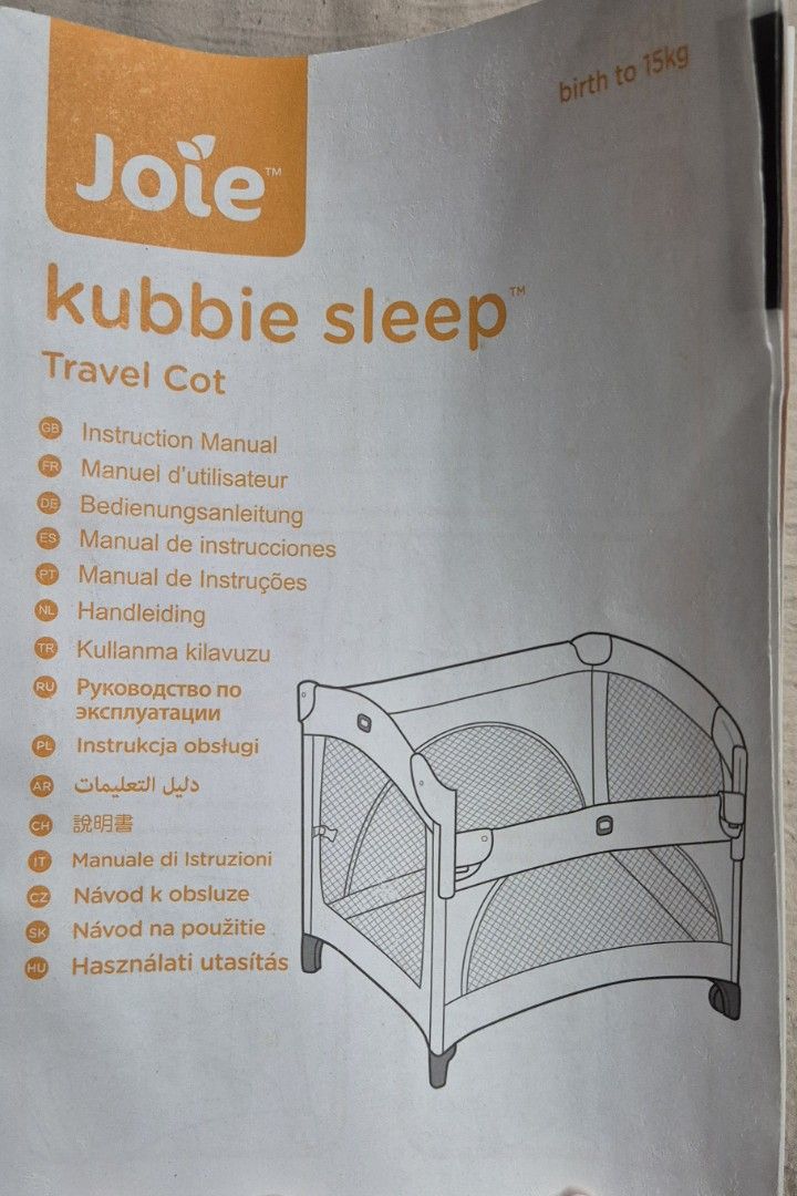 Travel cot/co-sleeper (Category: Cots & Cribs) located in Pasig City. Submitted by mamaconcep (Listing ID 1434083156, Image 2). Description: Joie Baby Kubbie Sleep Co-sleeper, used, in good condition, needs cleaning..