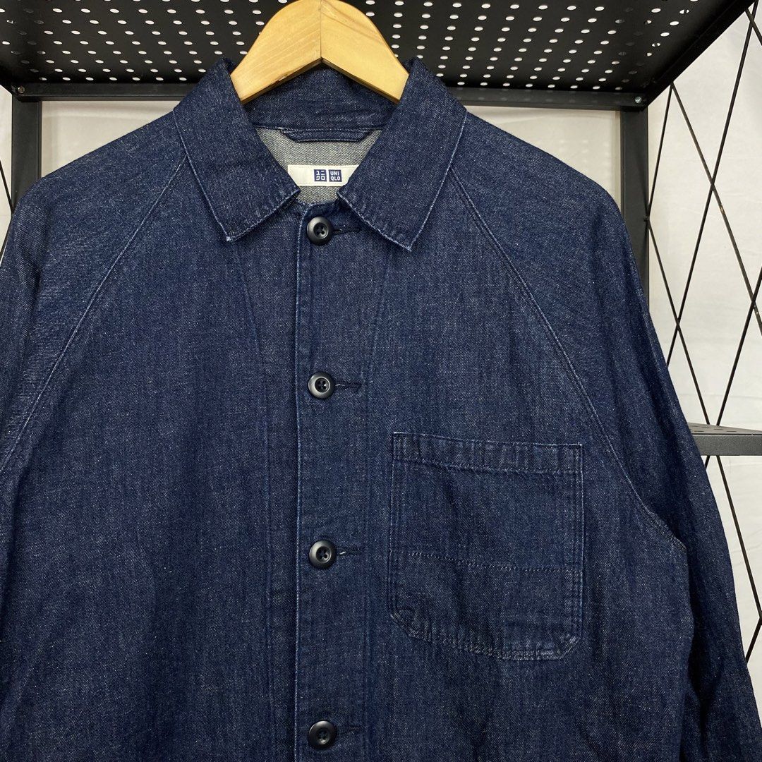 Uniqlo Denim Chore Jacket (Category: Coats, Jackets and Outerwear) located in Cebu City. Submitted by cebuvntgvibes (Listing ID 1434040791, Image 2). Description: 22W x 28L (M-L) . Excellent to new condition. Lightweight denim fabric. No issue. . Mine ₱1,000+sf.