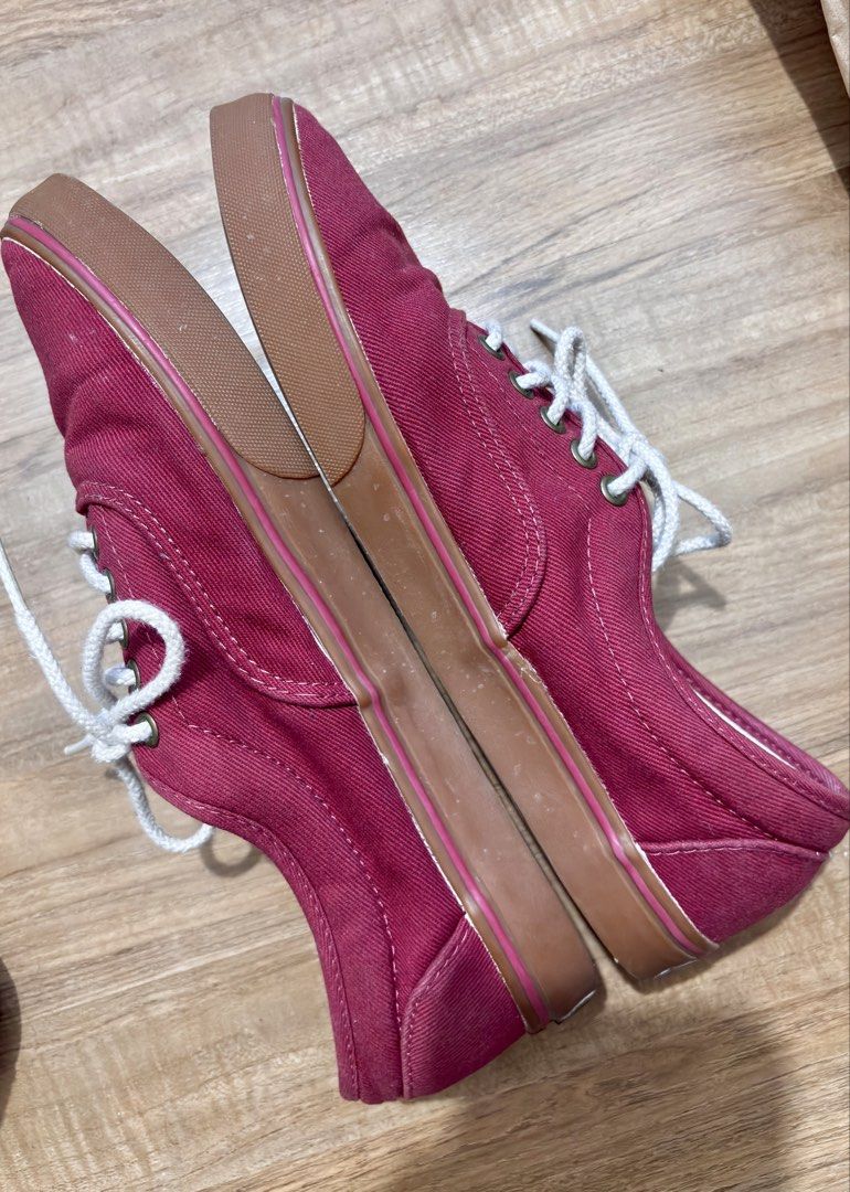 Vans Authentic Red Sneakers (Category: Sneakers) located in Manila. Submitted by prelovedtreasures_13 (Listing ID 1434076644, Image 2). Description: Bought in Singapore; RFS: change of fashion - Authentic Vans sneakers - Vibrant red color - Classic Vans logo - Round Unusual White laces - Brown sole - Size: US Men 9.0 / US Women 10.5 - Made in Vietnam.