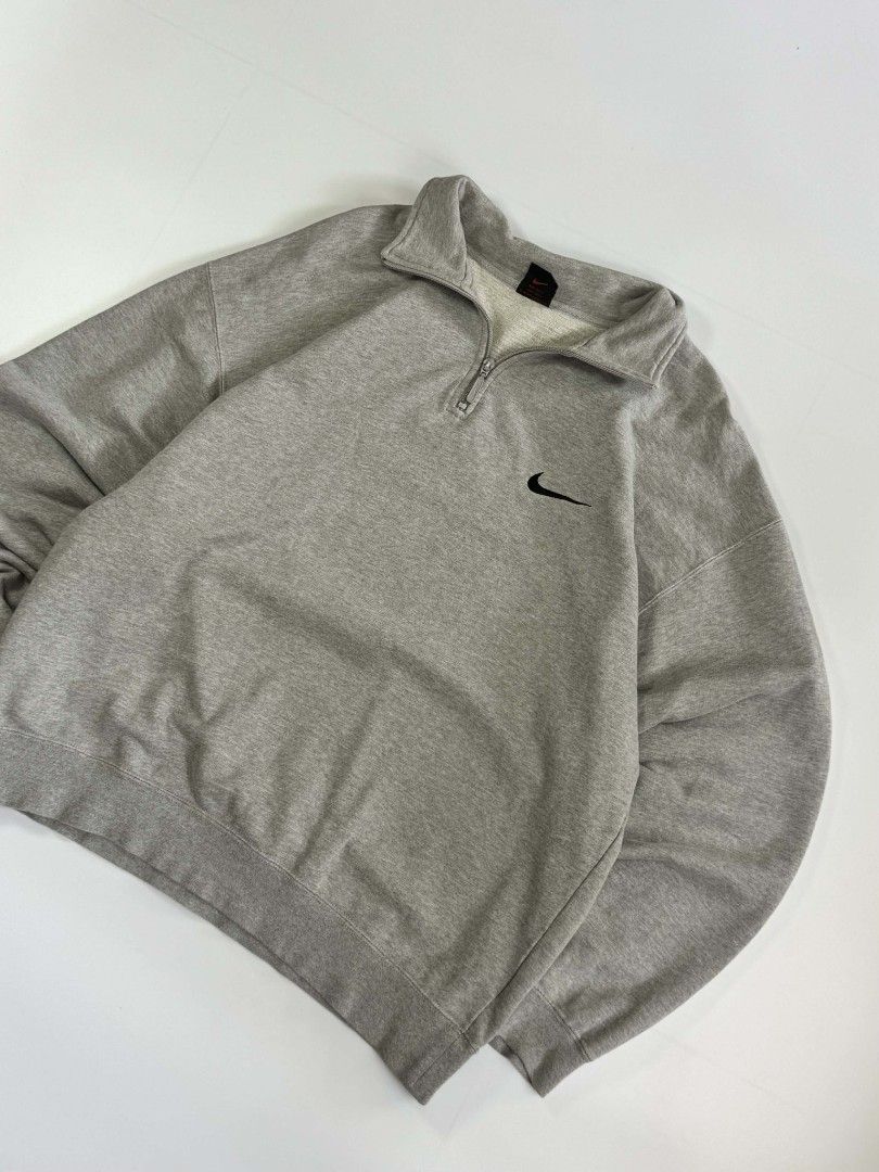 Vintage nike gray quarter zip (Category: Sets & Coordinates) located in Manila. Submitted by styleandfly191238 (Listing ID 1433981157, Image 2). Description: dimes length 27 width 24 issue none color rate 10/10 complete tags and original better in personal color may vary due to lighting unli vc and vouch to check item dm me for more details.