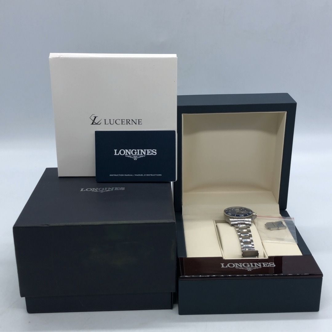 267003473 LONGINES WATCH CONQUEST HYDROCONQUEST L3.370.4.96.6 COMPLETE (Category: Luxury Watches) located in Taguig. Submitted by ecoring.ph (Listing ID 1434208009, Image 2). Description: ◆CONDITION: B ◆DESCRIPTIONS: (Other defects/info:) The bezel, case back, end piece, crown, links, and clasp of the watch have minimal scratches and show signs of use. The links of the watch are slightly bent. MOVEMENT: * QUARTZ MECHANISM: * WORKING ◆WRIST SIZE: 