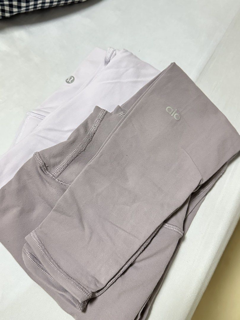 ALO AIRBRUSH LEGGINGS- XS + LULULEMON ALIGN S (size 4) (Category: Activewear) located in Singapore. Submitted by wardrobelover (Listing ID 1123960736, Image 1). Description: only items in the last pic available The rest are sold 1. Lululemon size 4 - lilac - brand new without tags 60$ 2. Alo lavender grey - XS -35$ $5 trackable mail Total 100$ if getting both..