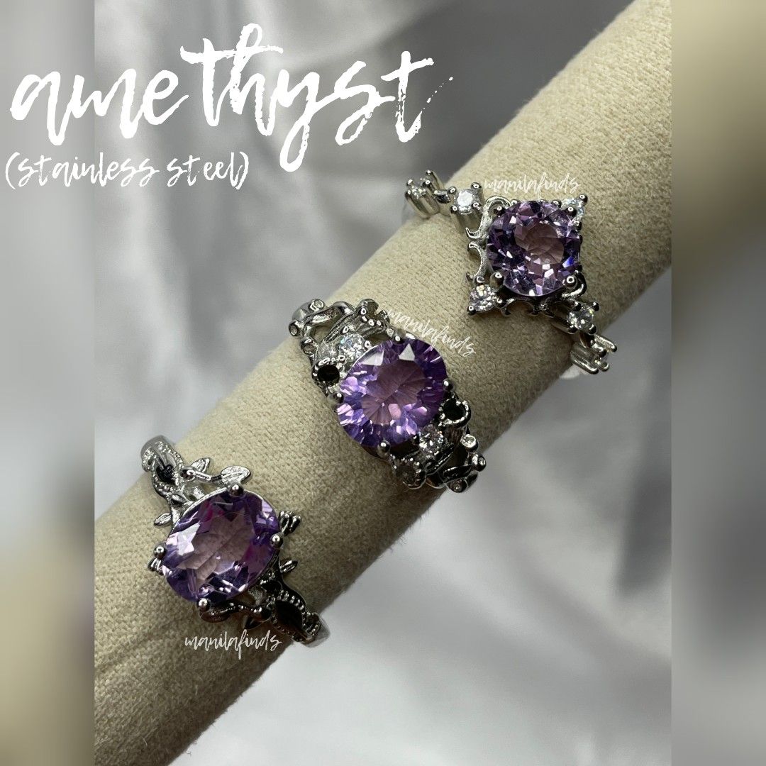 Amethyst promise rings (stainless steel / adjustable) (Category: Rings) located in Caloocan City. Submitted by manilafinds. (Listing ID 1434351513, Image 1). Description: ⚜️ Amethyst ⚜️ #manilafindsRings ✔️ STAINLESS STEEL ✔️ adjustable 🎀 𝘼𝙫𝙖𝙞𝙡𝙖𝙗𝙡𝙚 𝙤𝙣 𝙢𝙪𝙡𝙩𝙞𝙥𝙡𝙚 𝙥𝙡𝙖𝙩𝙛𝙤𝙧𝙢𝙨—𝙛𝙞𝙧𝙨𝙩 𝙩𝙤 𝙥𝙖𝙮 𝙜𝙚𝙩𝙨 𝙞𝙩. 🎀 1️⃣ ₱520 2️⃣ ₱550 3️⃣ ₱540 👆🏼 Click ➡️ #MNLFindsAVAILABLE ⬅️ for available items. 💲 mode of payment: 🔵 Gc
