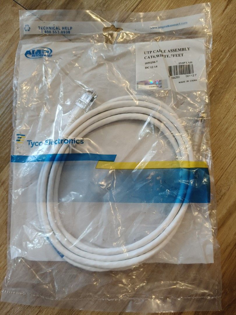 AMP Tyco UTP CAT5e White Network Cable