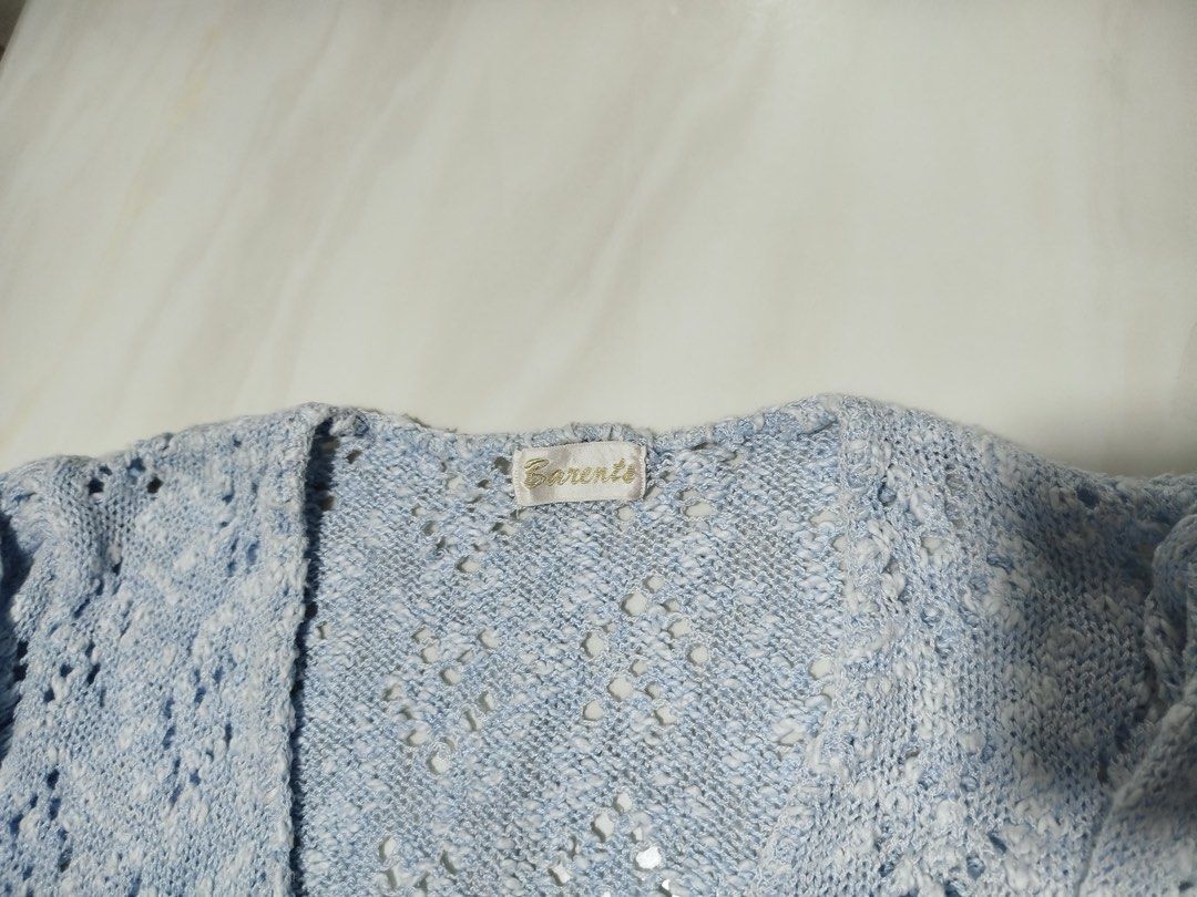 Barents Blue Knit Long Sleeve Cardigan (Category: Coats, Jackets and Outerwear) located in Antipolo. Submitted by prensy (Listing ID 1434180882, Image 2). Description: - Barents cardigan - Light blue color - Delicate knit pattern - V-neckline - Button-down closure - Long sleeves.