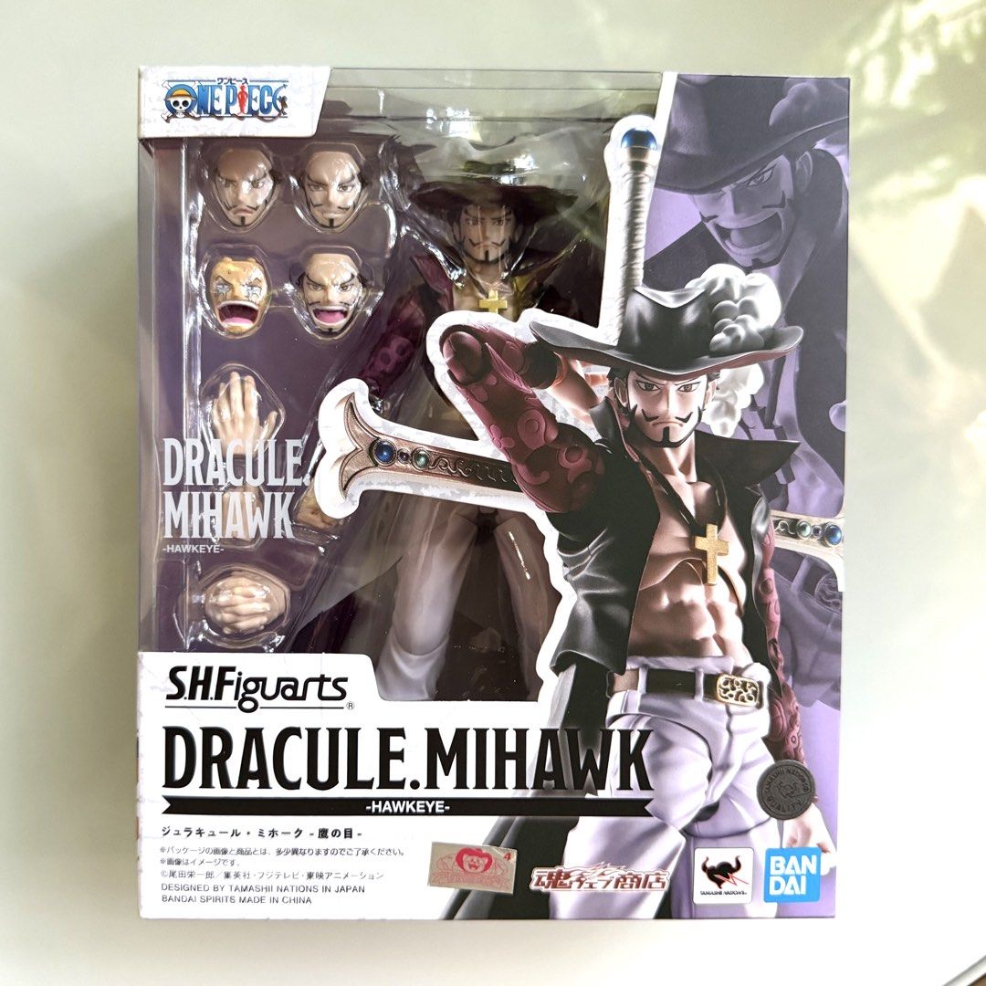 BNIB Bandai Spirits Tamashii Nations s.h.figuarts One Piece dracule.mihawk Dracule Mihawk Hawk-Eye the World’s Strongest Swordsman -Eagle Eye- SHFiguarts SHF Action Figure, Authentic, New, Sealed & Unopened in Mint Condition (Category: Toy Figures) located in Singapore. Submitted by tudor8 (Listing ID 1434289344, Image 1). Description: Authentic, New, Sealed & Unopened in Mint Condition 😊 Fixed price please, thanks 😊 First come first served bas