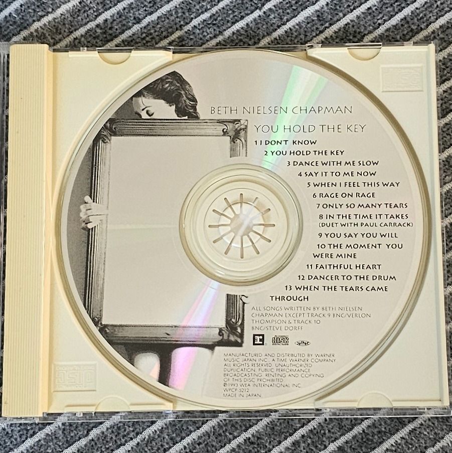 🌟🇯🇵[CD Pop Rock Album] Beth Nielsen Chapman – You Hold The Key (1993) (Category: CDs & DVDs) located in Singapore. Submitted by strangecell (Listing ID 1418791201, Image 3). Description: Many more Various Genres: https://www.carousell.sg/p/1253907759 Electronic Dance, EDM, DJ Mix: https://carousell.com/p/1035784902 Easy Listening, Funk Soul, Lounge, Jazz, New Age, Chill-out: https://carousell.com/p/1028943398 **********************************