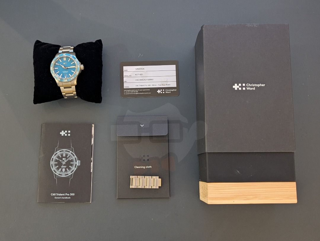 Christopher Ward C60 Trident Pro 300 40mm Pool Blue (Category: Luxury Watches) located in Quezon City. Submitted by nerd_herd (Listing ID 1434253797, Image 2). Description: Christopher Ward C60 Trident Pro 300 40mm Pool Blue Pre-owned / Used Good condition with some signs of use Complete boxed set Warranty dated February 12, 2026 This watch has been enjoyed and carries minor character marks from previous wear. I want to ensure it’s the right fit 