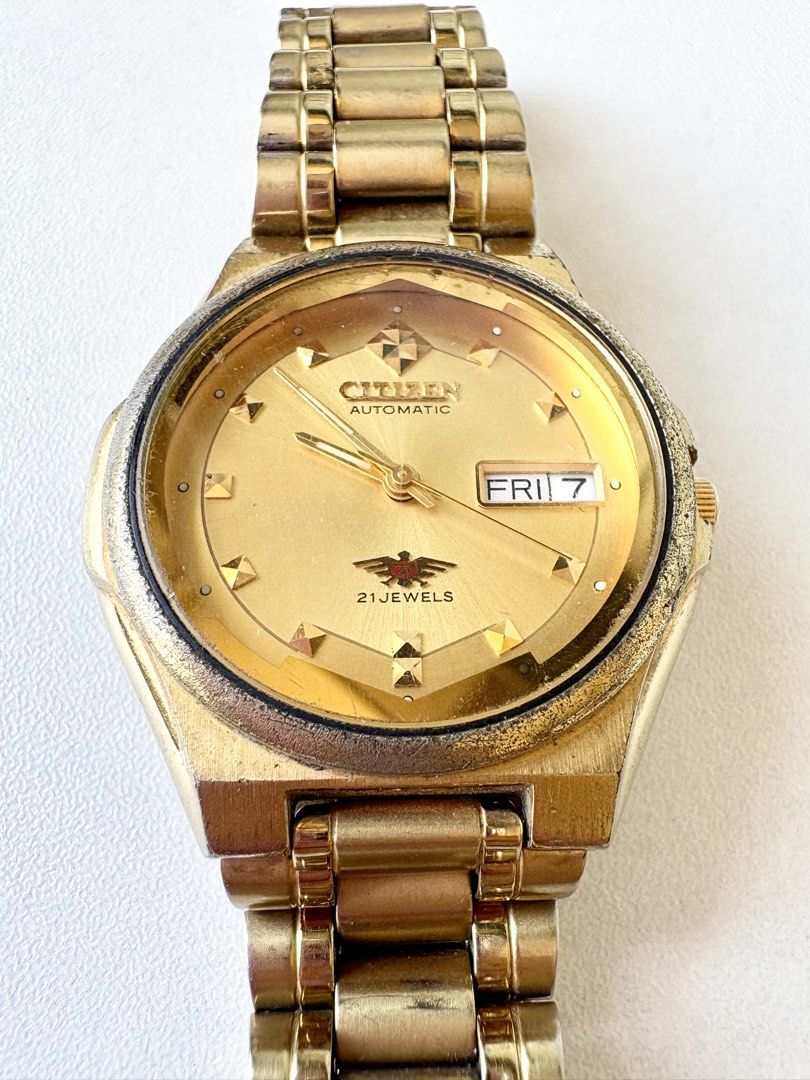 Citizen Eagle 7 4-S81527 vintage gold watch (Category: Men's Watches) located in Iloilo. Submitted by sanfinowatches (Listing ID 1434180321, Image 2). Description: - day-date display - mechanical movement - screwback caseback.