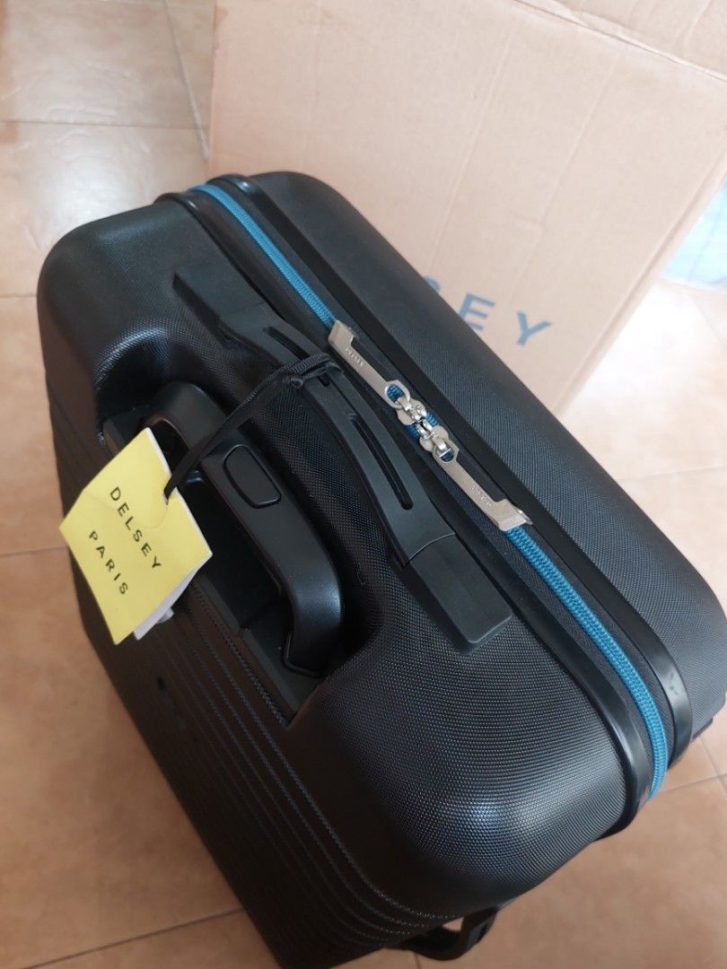 Delsey Paris Cabin Luggage (Category: Luggage) located in Manila. Submitted by happy_travellerph (Listing ID 1434246957, Image 2). Description: Delsey Paris Iroisie Black/Noir - Carry-on size 55cm - Secure combination lock - Retractable handle for easy maneuvering - Interior with patterned lining - Comes with original brand tag, box -Bought from S&R -Brand New/Unused.