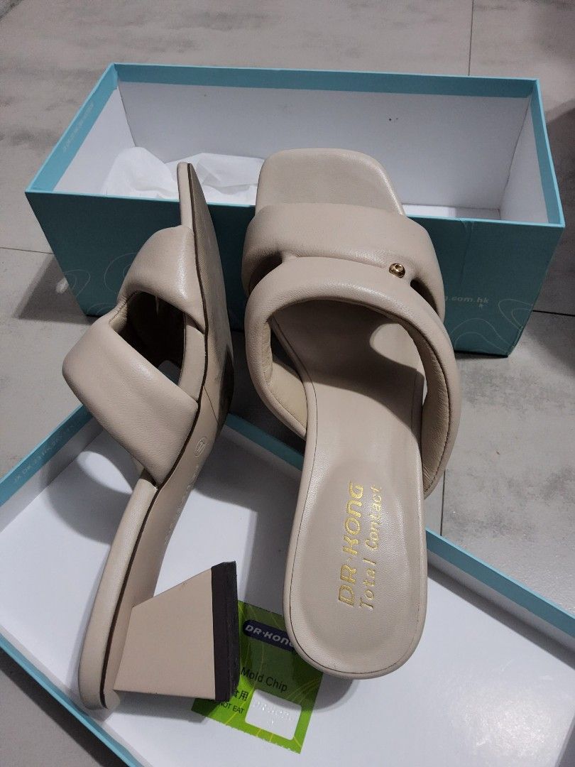 Dr. Kong Beige Sandals (Category: Flats & Sandals) located in Taytay. Submitted by chi.locker (Listing ID 1434226822, Image 3). Description: - Beige Dr. Kong sandals - Square toe design - Block heel, 1-2 inches - Comes with original box - Insole features "Dr. Kong Total Contact" marking - Slightly used, about 5x -Rfs: feels small, snug as strap is cushioned. better if feet are narrow. .