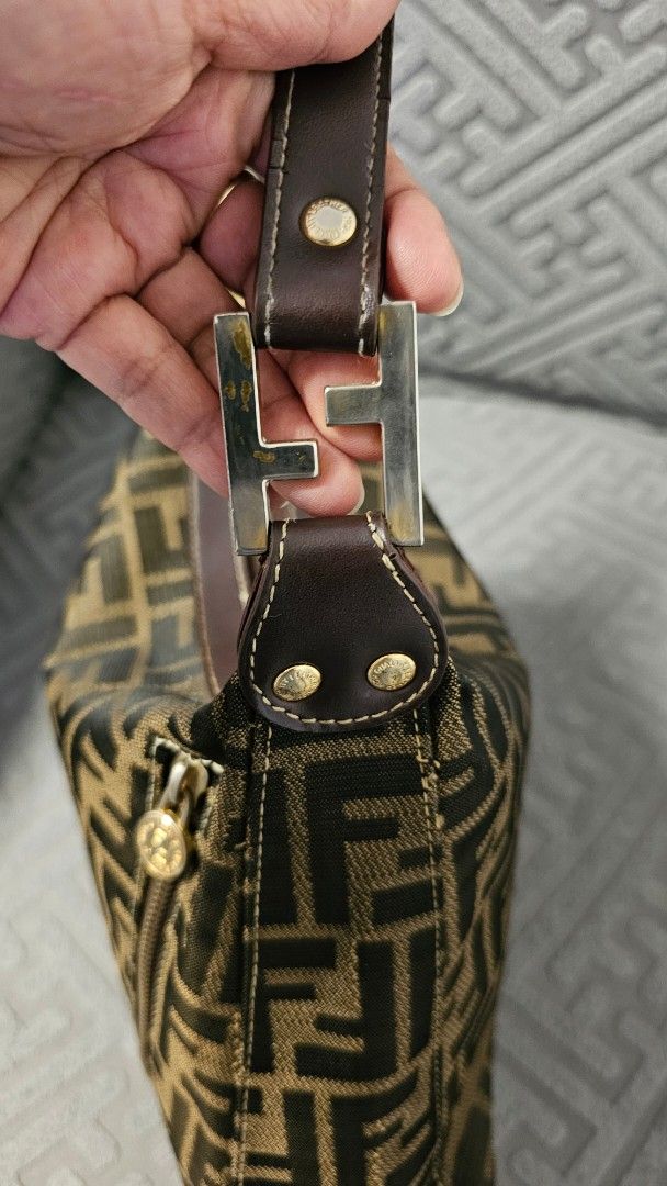 Fendi Shoulder Bag (Category: Luxury Bags & Wallets) located in Quezon City. Submitted by jollythrift (Listing ID 1434250333, Image 3). Description: Vintage Fendi Zucca shoulder bag Made in Italy, classic FF monogram canvas with leather trim Good vintage (late 80's to 90's era) condition – normal signs of use on corners and rubs on 2 parts Clean interior, all hardware working Perfect everyday designer bag / Y2K style Some sources indicate that it