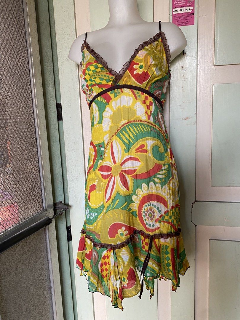 Floral Print Spaghetti Strap Dress (Category: Dresses) located in Tarlac. Submitted by simpleeukayph (Listing ID 1434265672, Image 1). Description: 𝓣𝓻𝓸𝓹𝓲𝓬𝓪𝓵 𝓹𝓻𝓲𝓷𝓽 𝓻𝓾𝓯𝓯𝓵𝓮 𝓱𝓮𝓶 𝓼𝓵𝓲𝓹 𝓭𝓻𝓮𝓼𝓼 ╰┈➤ handmade size xs waist 13” length 35” ִֶָ. ..𓂃 ࣪ ִֶָ🪽་༘࿐ mine : 160.