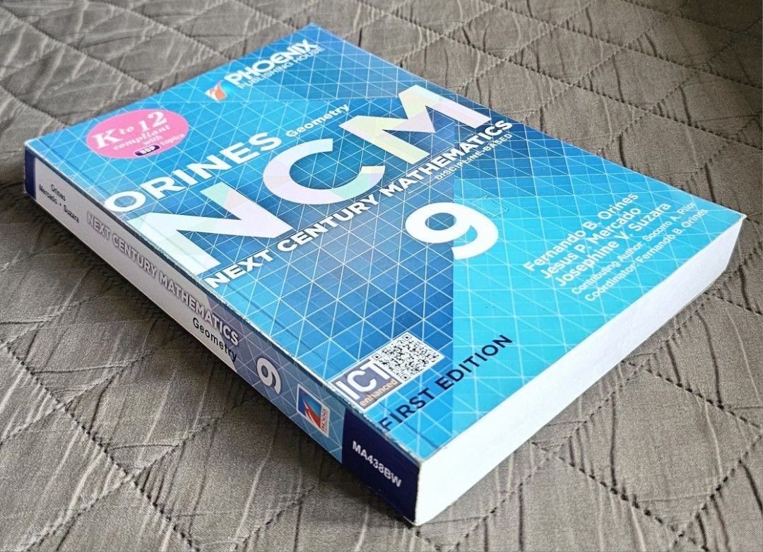 For Grade 9: Next Century Mathematics Geometry (by Orines) (Category: Textbooks) located in Quezon City. Submitted by the_l1ttlej0ys (Listing ID 1434232826, Image 3). Description: preowned 🥳🥳🥳🥳 with writings on a few pages (can be covered with correction tape/liquid) copyright 2019 cover and inside pages in very good condition (no creases) with plastic cover 4 copies available.