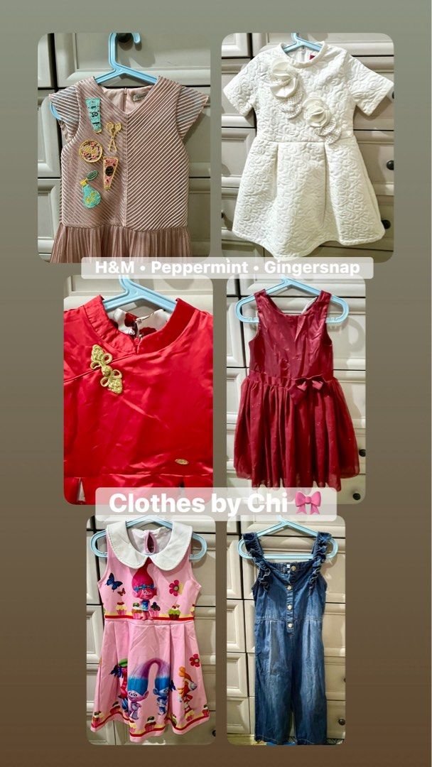 H&M Peppermint Gingersnap Dress (Category: Babies & Kids Fashion) located in Mandaluyong City. Submitted by acdp11 (Listing ID 1434272243, Image 1). Description: Used once / twice lang No tear, no stain Ready to use - bagong laba na rin 450 each or Take all with discount 200 trolls dress.