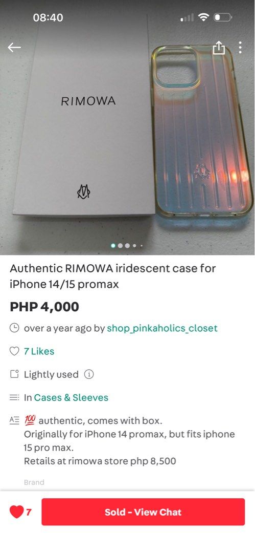 Iphone 15 Promax Rimowa Otterbox (Category: Cases & Sleeves) located in Manila. Submitted by personalprelovedmnl (Listing ID 1434182714, Image 2). Description: Iphone 15 Promax Cases Rimowa Otterbox 2 unused cases brandnew .