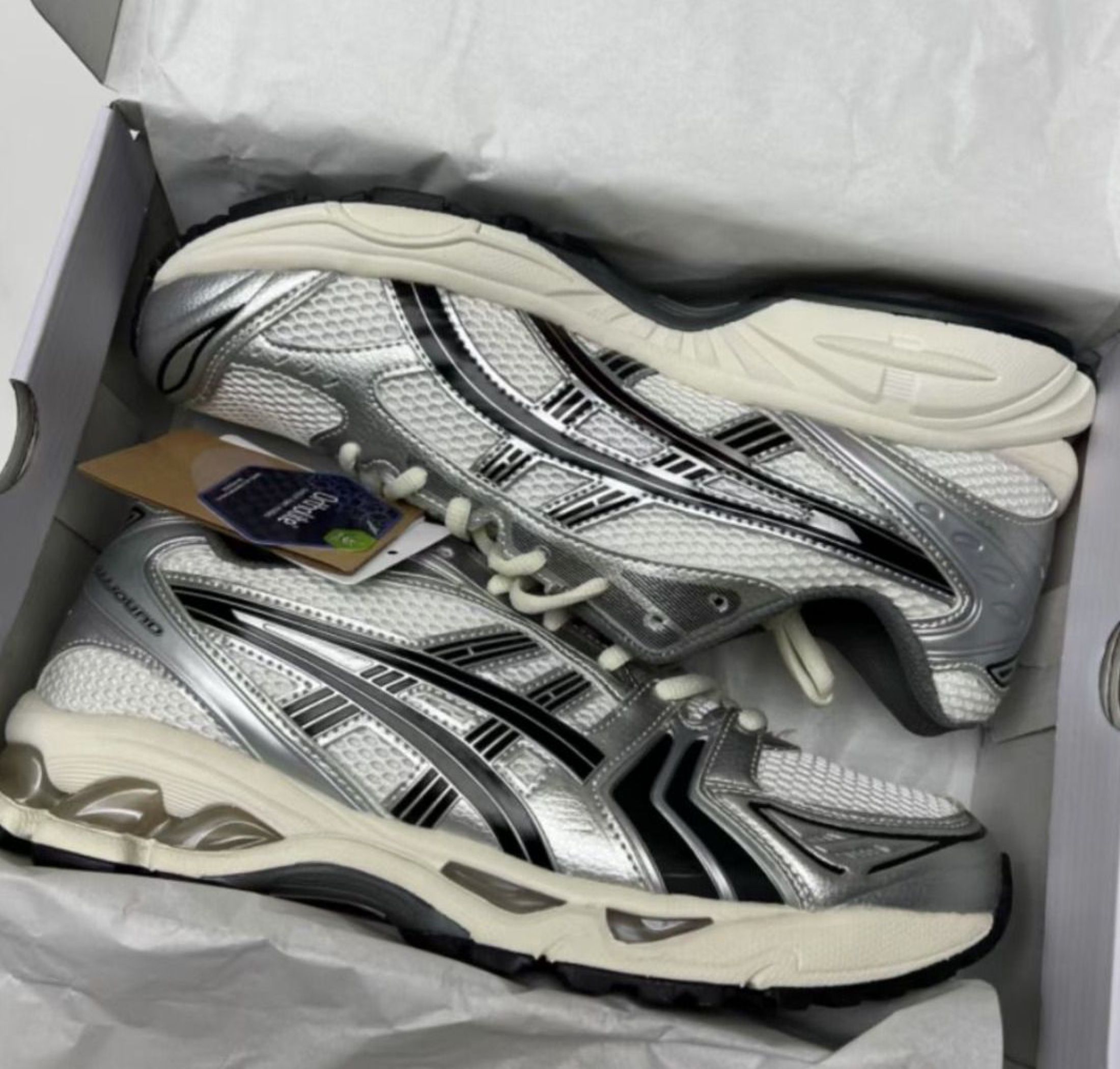 jjjjound x Asics Gel-Kayano 14 Fashionable Running Shoes Silver Black (Category: Sneakers) located in Singapore. Submitted by kkgoldenfire (Listing ID 1434189270, Image 1). Description: Q: Brand? A: Asics Q: Model? A: jjjjound x Asics Gel-Kayano 14 Fashionable Running Shoes Silver Black Q: Condition? A: Brand New Q: Shipping? A: Free (J&T/Ninja Van) Q: Payment? A: Cash on delivery Q: How to confirm? A: Photos in ~3 days 🛒 Order with confidence.