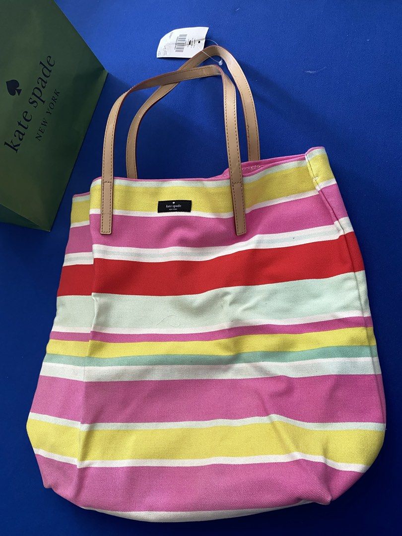 SALE! Kate Spade Striped Canvas Tote Bag (Category: Tote Bags) located in Santa Rosa. Submitted by happydays__ (Listing ID 1434233009, Image 2). Description: Authentic and Brand New Kate Spade Canvas Multi Color Tote Bag With tag, KS dustbag and KS paper bag Perfect for gift! Loc: Nuvali area LBC or Lalamove DM for more info .