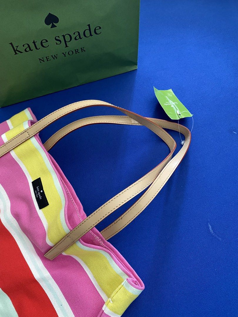 SALE! Kate Spade Striped Canvas Tote Bag (Category: Tote Bags) located in Santa Rosa. Submitted by happydays__ (Listing ID 1434233009, Image 1). Description: Authentic and Brand New Kate Spade Canvas Multi Color Tote Bag With tag, KS dustbag and KS paper bag Perfect for gift! Loc: Nuvali area LBC or Lalamove DM for more info .