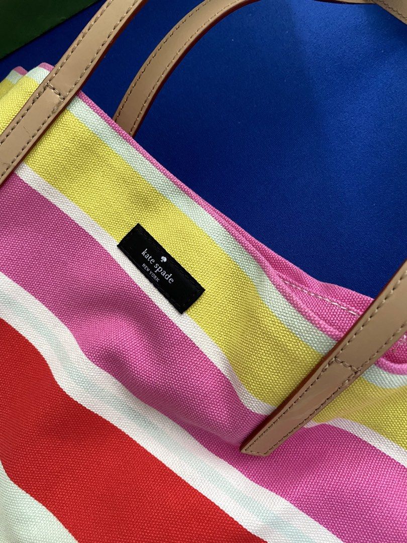 SALE! Kate Spade Striped Canvas Tote Bag (Category: Tote Bags) located in Santa Rosa. Submitted by happydays__ (Listing ID 1434233009, Image 3). Description: Authentic and Brand New Kate Spade Canvas Multi Color Tote Bag With tag, KS dustbag and KS paper bag Perfect for gift! Loc: Nuvali area LBC or Lalamove DM for more info .