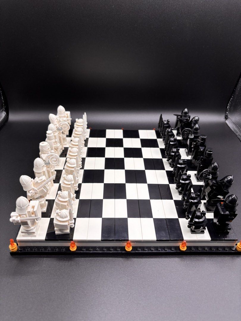 LEGO Chess Set (Category: Lego & Building Sets) located in Manila. Submitted by blueboxcollectibles (Listing ID 1434243321, Image 3). Description: - LEGO chess set - Fully assembled and ready to play - Includes all chess pieces - Features custom LEGO figure chess pieces - Black and white checkered board - Minifigures (Harry, Ron, Hermione) not included.