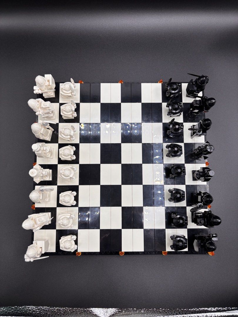 LEGO Chess Set (Category: Lego & Building Sets) located in Manila. Submitted by blueboxcollectibles (Listing ID 1434243321, Image 2). Description: - LEGO chess set - Fully assembled and ready to play - Includes all chess pieces - Features custom LEGO figure chess pieces - Black and white checkered board - Minifigures (Harry, Ron, Hermione) not included.
