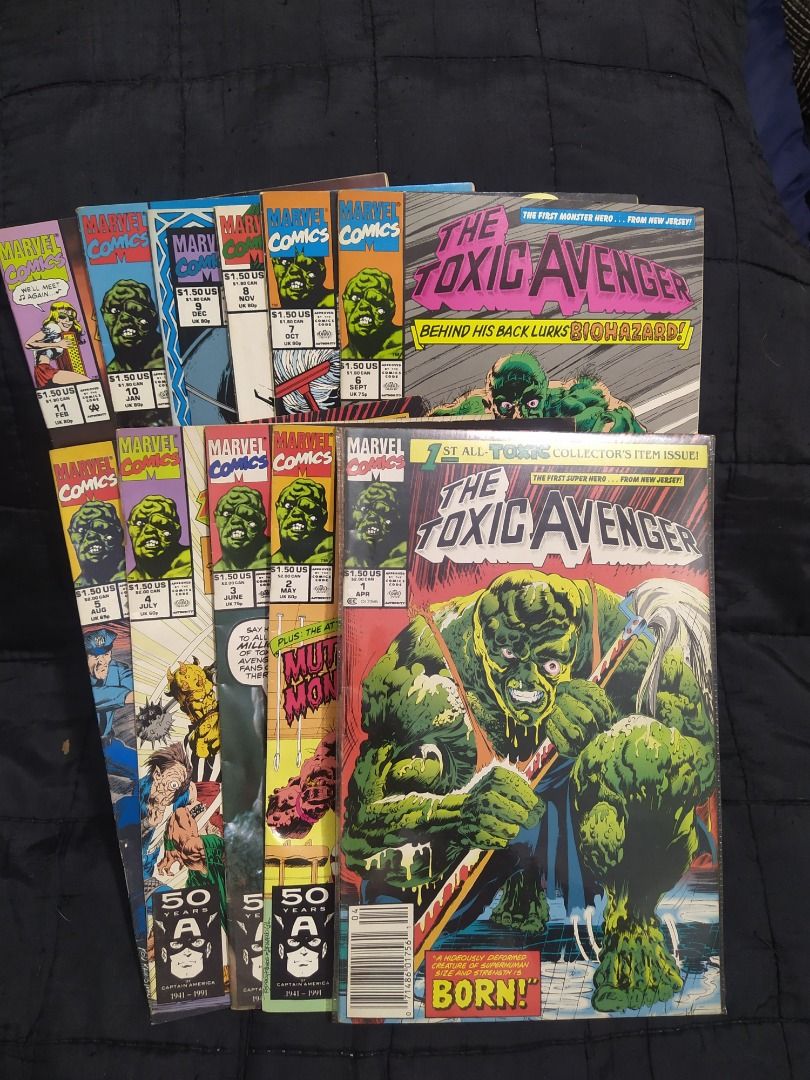 Marvel Comics THE TOXIC AVENGER Complete Set (1991-1992) (Category: Comics & Manga) located in Manila. Submitted by ace.hobbies (Listing ID 1434344982, Image 1). Description: 🏷️ Item for Sale Marvel Comics THE TOXIC AVENGER Complete Set 🔎 Item Description: - Published by Marvel Comics 1991-1992 - Most in VF condition 📸📦 Picture of actual items. Due to the limited number of posted pictures, not all single issues are shown and can be shown upon