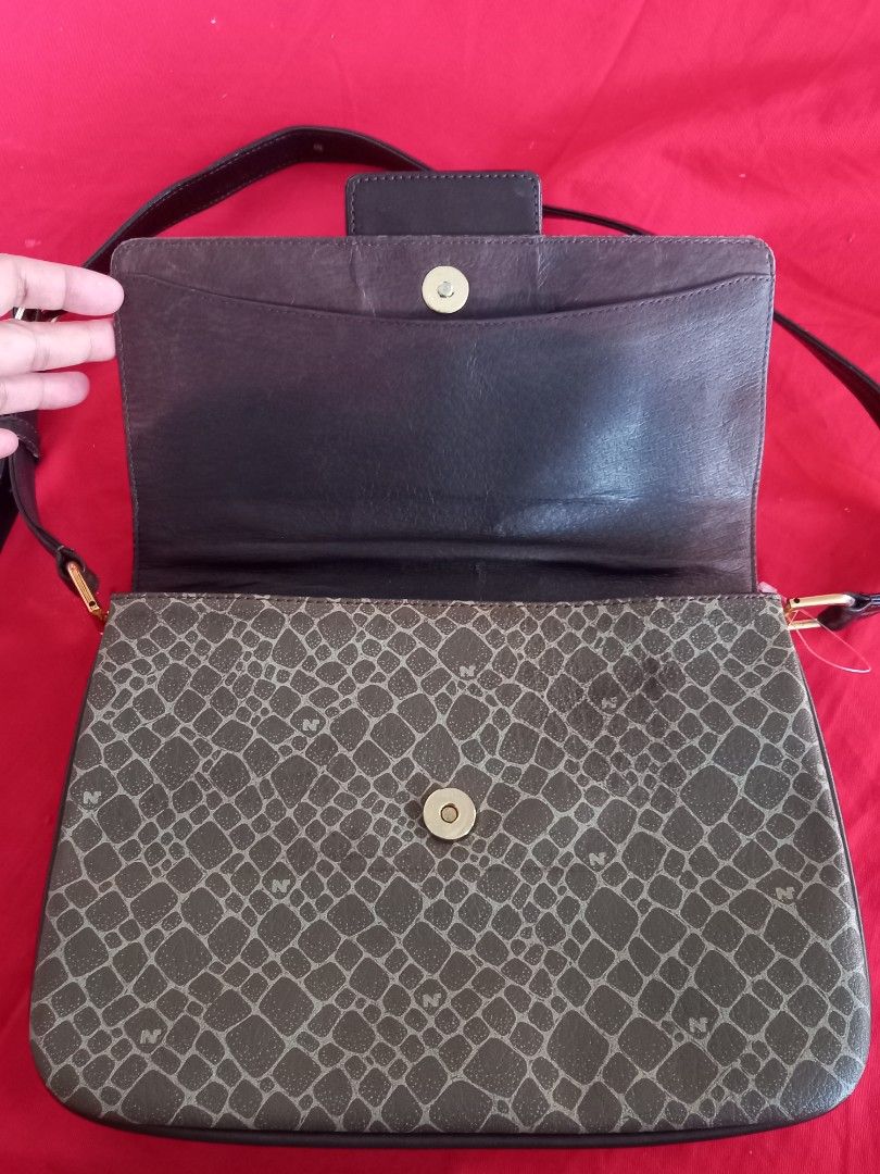 Nina Ricci Shoulder Bag (Category: Luxury Bags & Wallets) located in Tuguegarao City. Submitted by zenphoenix-7ad615 (Listing ID 1434278249, Image 2). Description: - Authentic Nina Ricci shoulder bag - Unique pattern - Flap closure - Long strap - Gold-tone hardware - Interior with multiple compartments - Interior zipper pocket - Nina Ricci logo on strap buckle and inside the bag 10.5 by 8 inches.