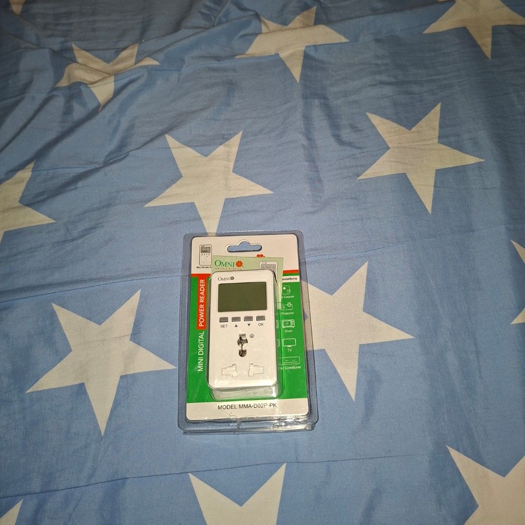 Omni Mini Digital Power Reader wattage watts meter (Category: Cables & Adaptors) located in Pasig City. Submitted by fast-ship (Listing ID 1434230135, Image 1). Description: - Omni Mini Digital Power Reader - Model: MMA-D02-PH - Features a digital display - Universal outlet - Brand new, still in original packaging.